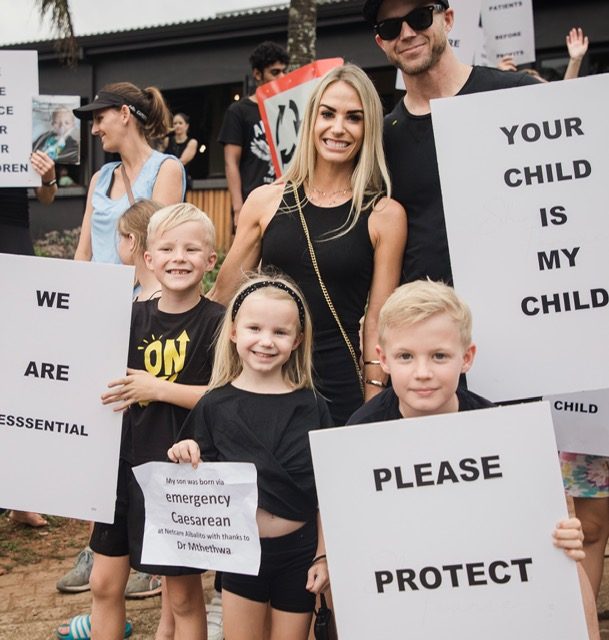 Shan Fourie and her family at the Rise Up protest