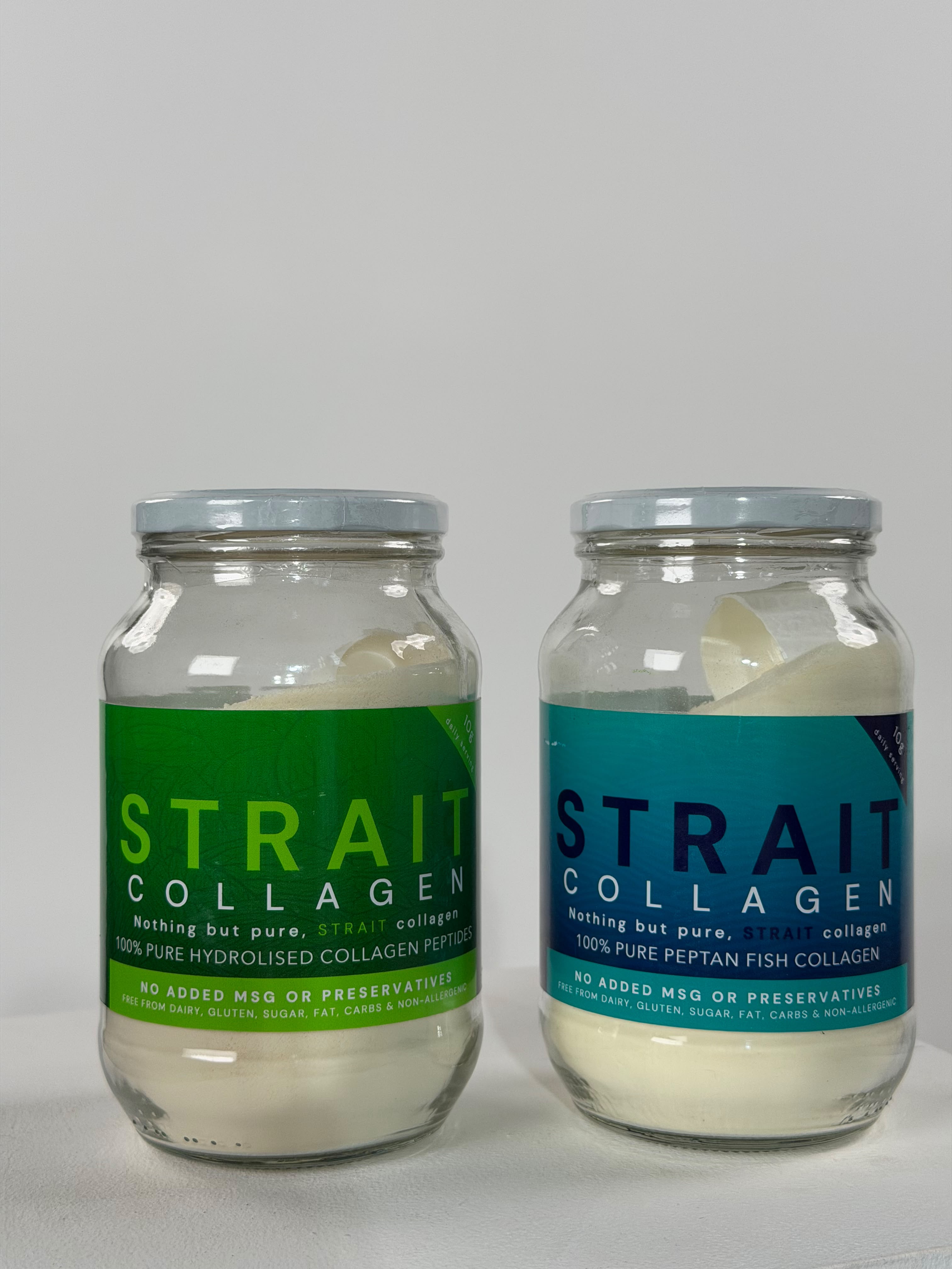 STRAIT bovine and fish collagen glass jars